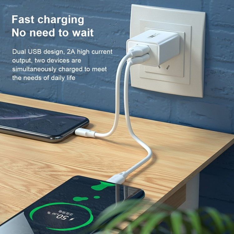 WK WP-U56 2A Dual USB Fast Charging Travel Charger Power Adapter,, EU Plug