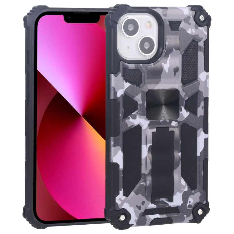 Camouflage Armor Shockproof TPU + PC Magnetic Protective Case with Holder, For iPhone 13 Pro, For iPhone 13 Pro Max, For iPhone 13