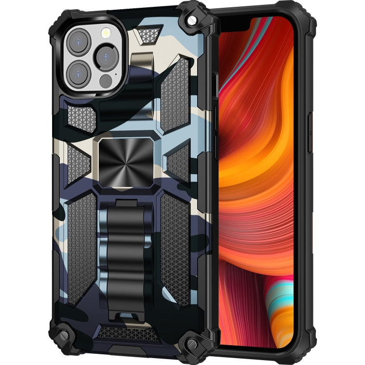 Camouflage Armor Shockproof TPU + PC Magnetic Protective Case with Holder, For iPhone 13 Pro, For iPhone 13 Pro Max, For iPhone 13
