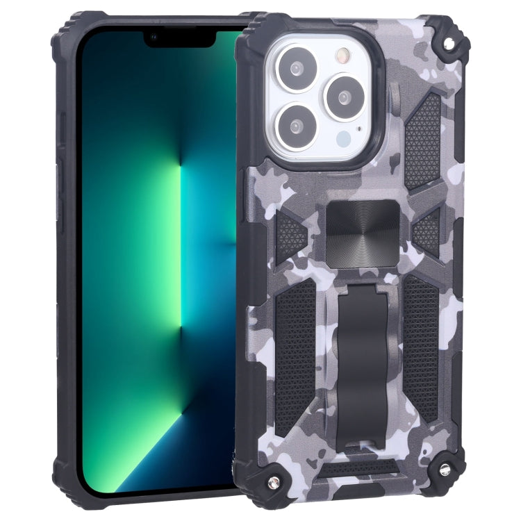 Camouflage Armor Shockproof TPU + PC Magnetic Protective Case with Holder, For iPhone 13 Pro, For iPhone 13 Pro Max, For iPhone 13