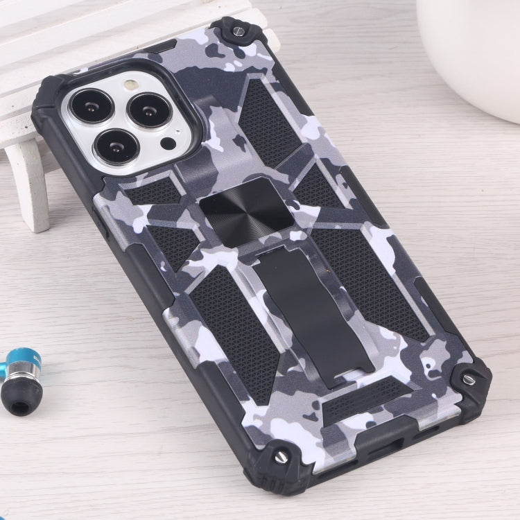 Camouflage Armor Shockproof TPU + PC Magnetic Protective Case with Holder, For iPhone 13 Pro, For iPhone 13 Pro Max, For iPhone 13