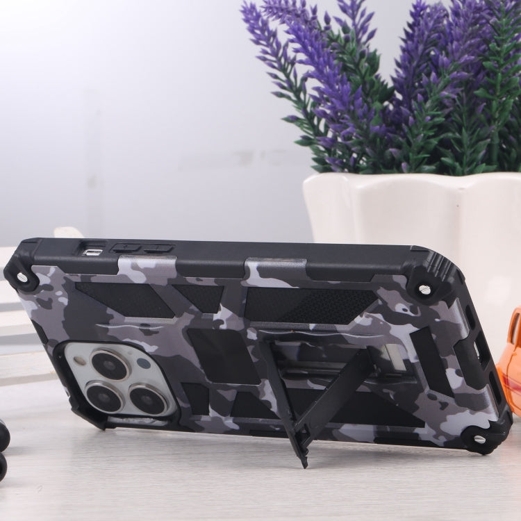 Camouflage Armor Shockproof TPU + PC Magnetic Protective Case with Holder, For iPhone 13 Pro, For iPhone 13 Pro Max, For iPhone 13