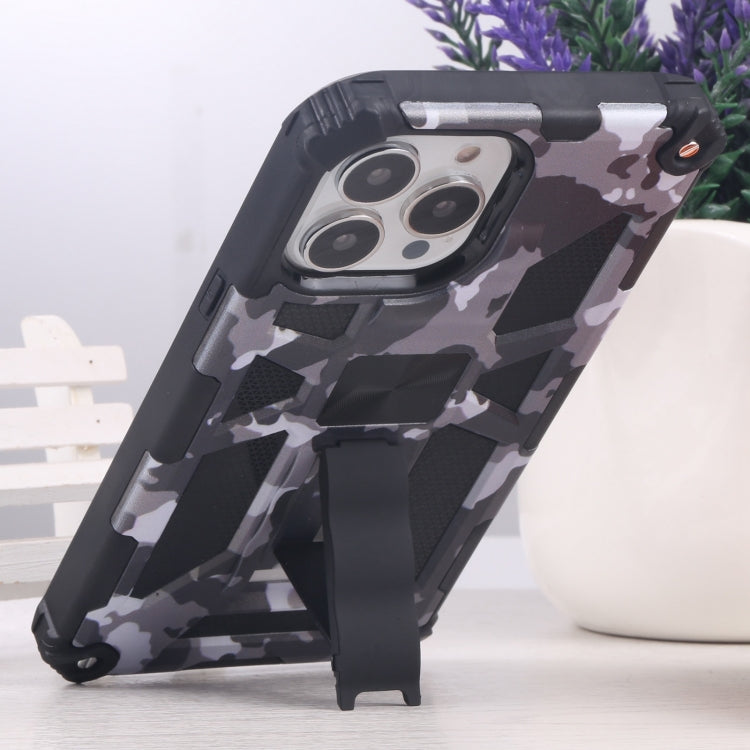 Camouflage Armor Shockproof TPU + PC Magnetic Protective Case with Holder, For iPhone 13 Pro, For iPhone 13 Pro Max, For iPhone 13