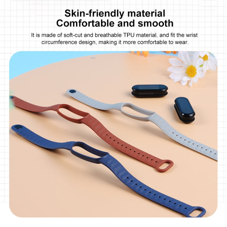 For Xiaomi Mi Band 6 / 5 Universal Silicone Leather Texture Replacement Strap Watchband