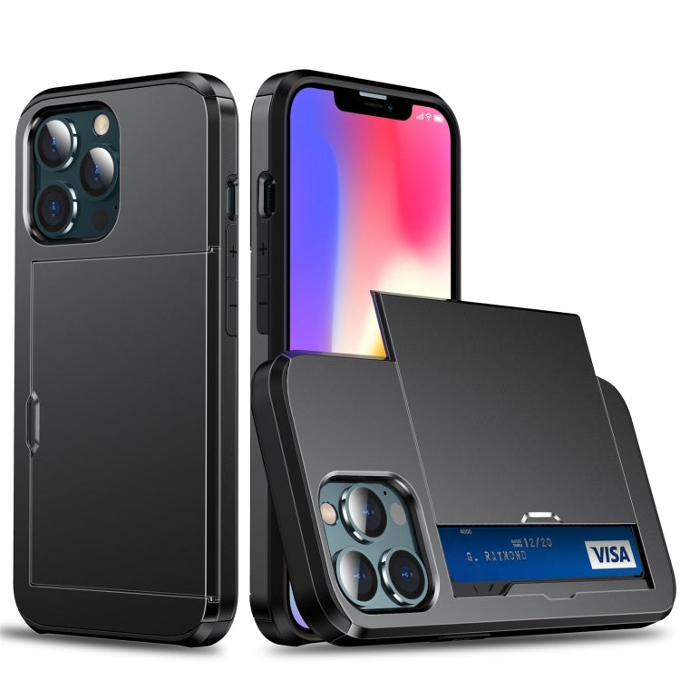 Shockproof Armor Protective Case with Slide Card Slot, For iPhone 13 Pro, For iPhone 13 Pro Max
