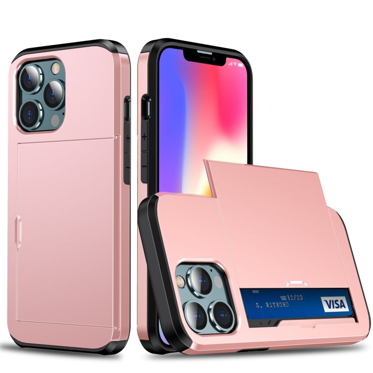 Shockproof Armor Protective Case with Slide Card Slot, For iPhone 13 Pro, For iPhone 13 Pro Max