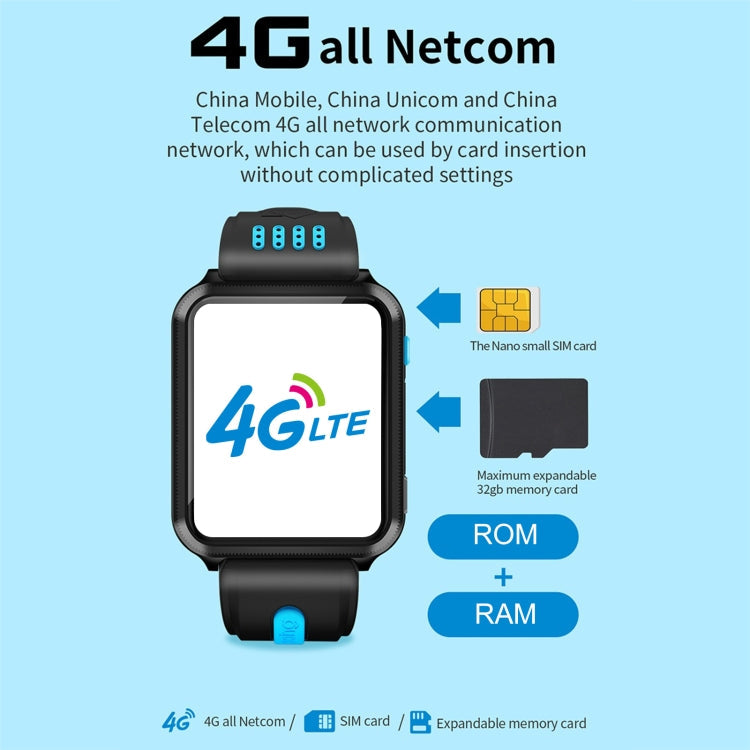 W5 1.54 inch Full-fit Screen Dual Cameras Smart Phone Watch, Support SIM Card / GPS Tracking / Real-time Trajectory / Temperature Monitoring,, 1GB+16GB, 2GB+16GB, 2GB+32GB