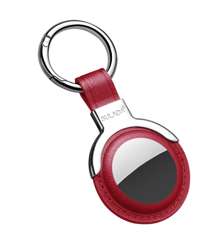 SULADA Leather Protective Cover Case with Switchable Keychain Ring For AirTag 2nd Gen / AirTag 1st Gen