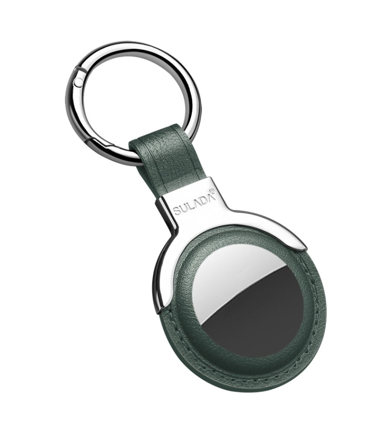 SULADA Leather Protective Cover Case with Switchable Keychain Ring For AirTag 2nd Gen / AirTag 1st Gen