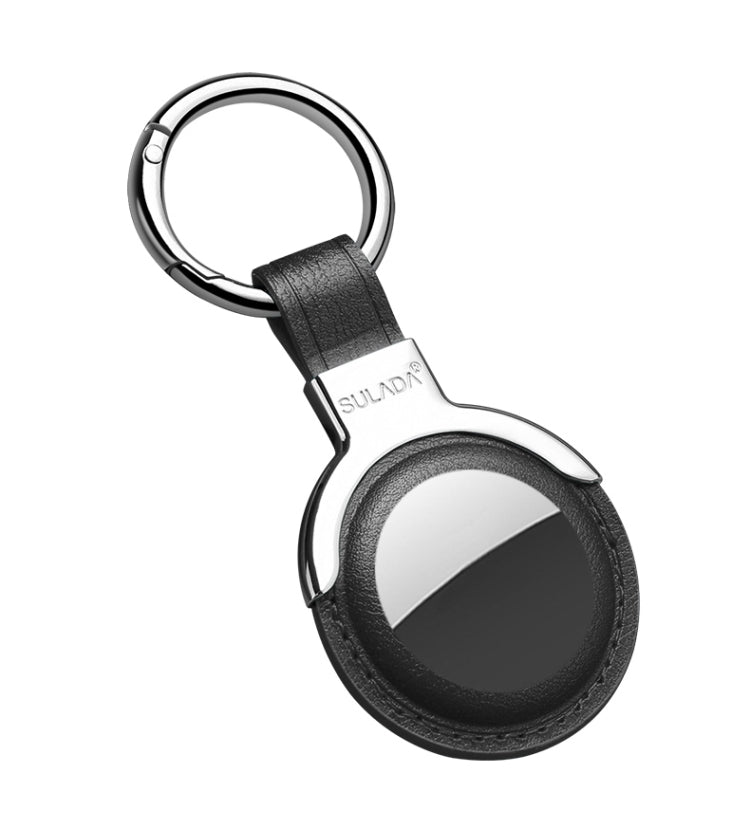 SULADA Leather Protective Cover Case with Switchable Keychain Ring For AirTag 2nd Gen / AirTag 1st Gen