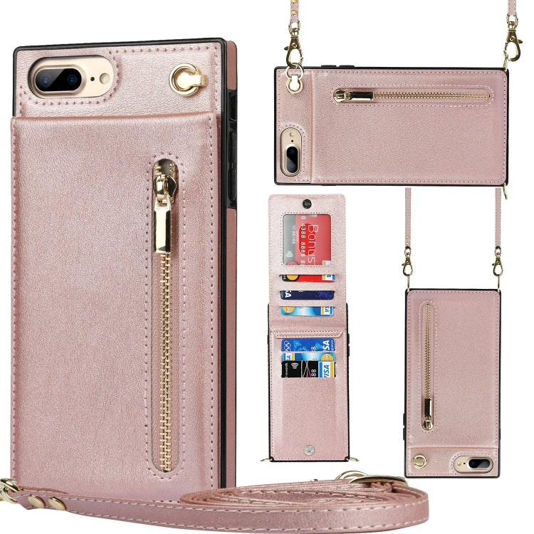 Cross-body Zipper Square TPU+PU Back Cover Case with Holder & Card Slots & Wallet & Strap, For iPhone 8 Plus / 7 Plus, For iPhone 11, For iPhone 11 Pro, For iPhone 11 Pro Max