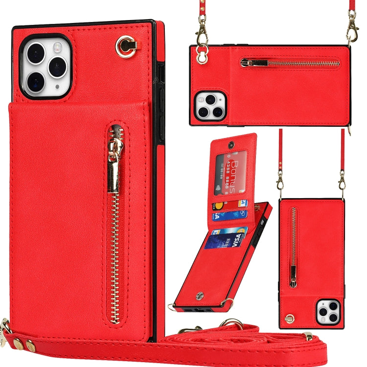 Cross-body Zipper Square TPU+PU Back Cover Case with Holder & Card Slots & Wallet & Strap, For iPhone 8 Plus / 7 Plus, For iPhone 11, For iPhone 11 Pro, For iPhone 11 Pro Max