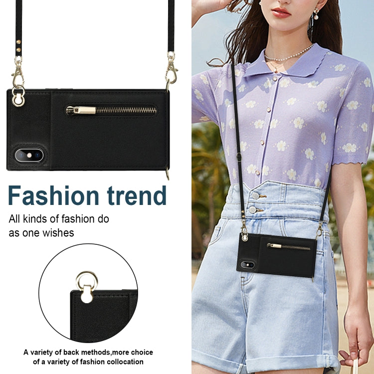 Cross-body Zipper Square TPU+PU Back Cover Case with Holder & Card Slots & Wallet & Strap, For iPhone XS / X, For iPhone XR, For iPhone XS Max