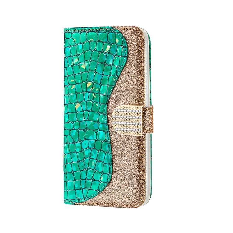 Laser Glitter Powder Matching Crocodile Texture Horizontal Flip Leather Case with Card Slots & Holder & Wallet, For iPhone 13 Pro Max, For iPhone 13 Pro, For iPhone 13, For iPhone 13 mini