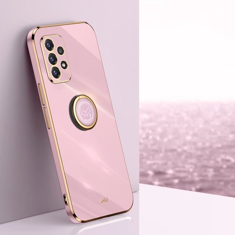 XINLI Straight Edge 6D Electroplate TPU Phone Case with Ring Holder, For Samsung Galaxy A22 4G, For Samsung Galaxy A72 5G, For Samsung Galaxy A82 5G, For Samsung Galaxy A52 5G