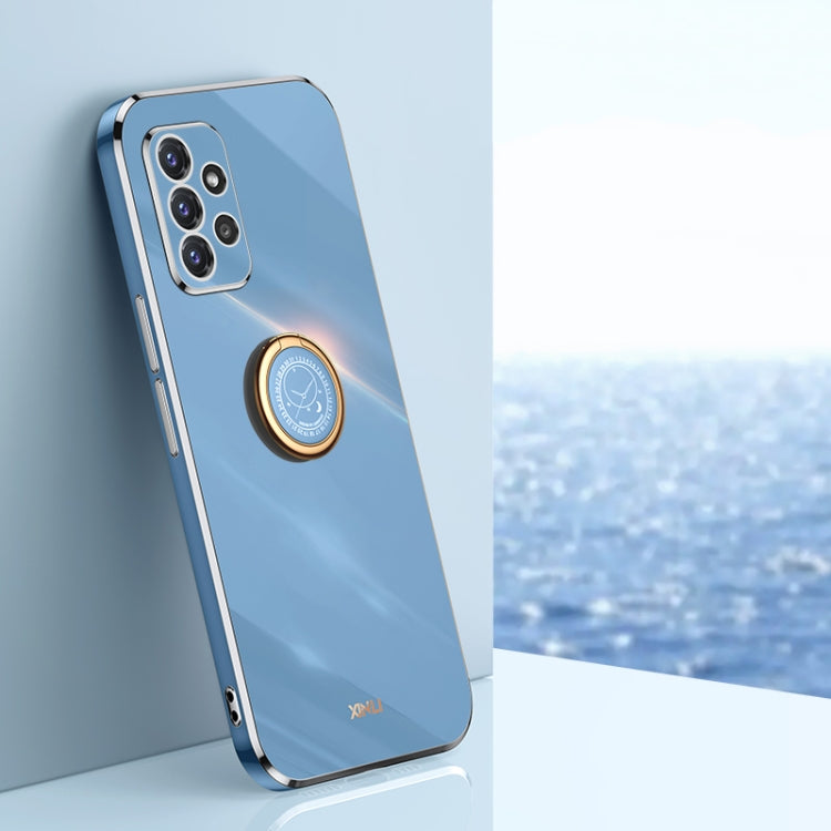 XINLI Straight Edge 6D Electroplate TPU Phone Case with Ring Holder, For Samsung Galaxy A22 4G, For Samsung Galaxy A72 5G, For Samsung Galaxy A82 5G, For Samsung Galaxy A52 5G