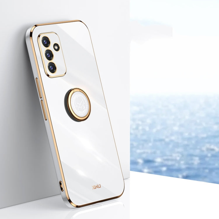 XINLI Straight Edge 6D Electroplate TPU Phone Case with Ring Holder, For Samsung Galaxy A22 4G, For Samsung Galaxy A72 5G, For Samsung Galaxy A82 5G, For Samsung Galaxy A52 5G