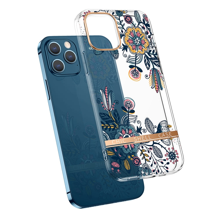 High Translucent Electroplating Flower Pattern TPU + PC Shockproof Case, For iPhone 11 Pro, For iPhone 12 Pro Max, For iPhone 11, For iPhone 11 Pro Max
