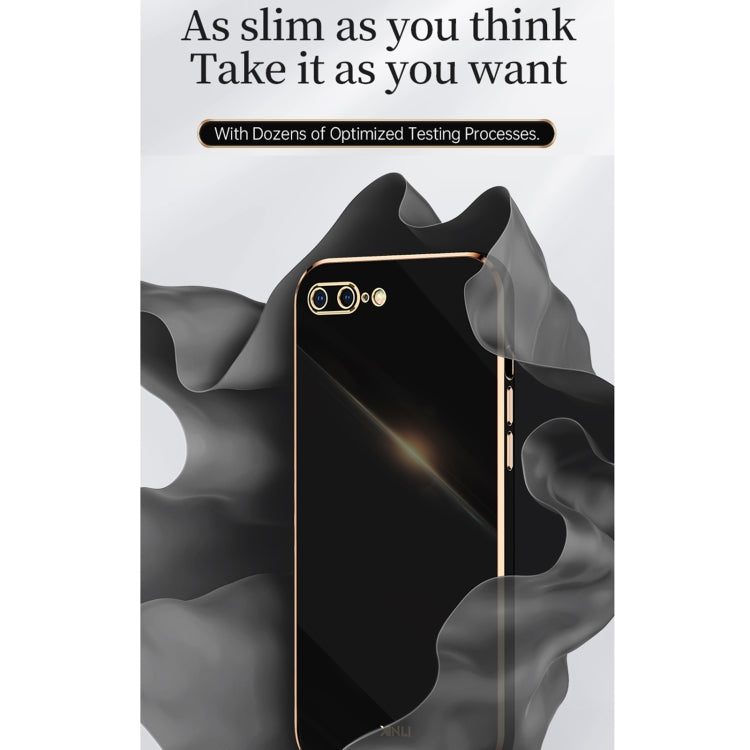 XINLI Straight Edge 6D Electroplate TPU Phone Case with Ring Holder, For iPhone 6 / 6s, For iPhone 6 Plus / 6s Plus, For iPhone 8 Plus / 7 Plus