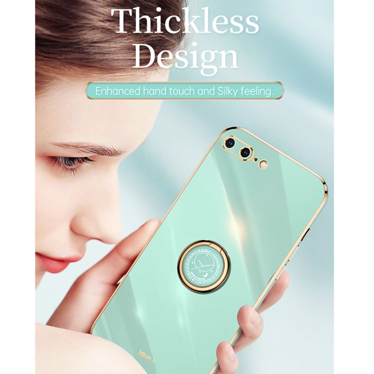 XINLI Straight Edge 6D Electroplate TPU Phone Case with Ring Holder, For iPhone 6 / 6s, For iPhone 6 Plus / 6s Plus, For iPhone 8 Plus / 7 Plus