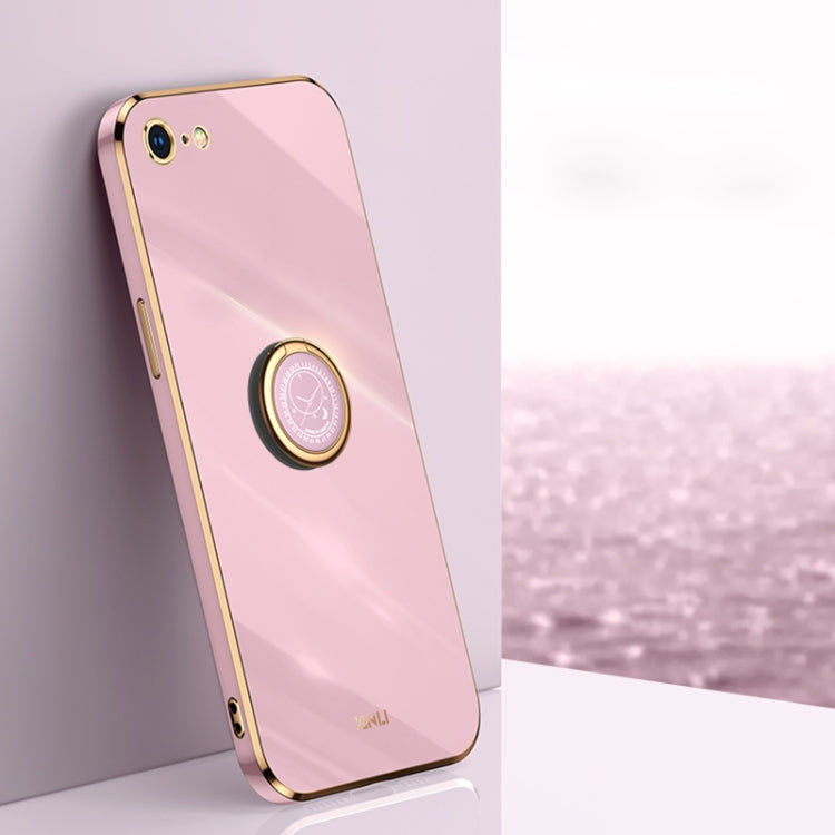 XINLI Straight Edge 6D Electroplate TPU Phone Case with Ring Holder, For iPhone 6 / 6s, For iPhone 6 Plus / 6s Plus, For iPhone 8 Plus / 7 Plus
