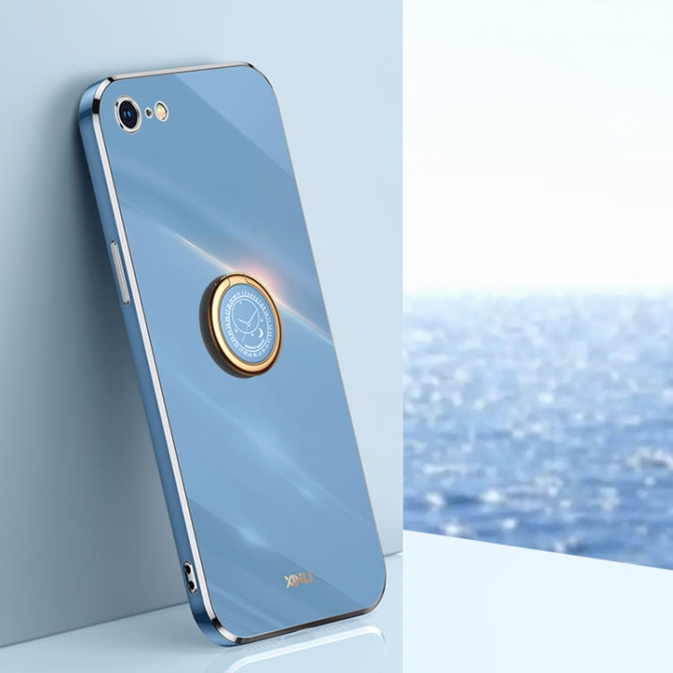 XINLI Straight Edge 6D Electroplate TPU Phone Case with Ring Holder, For iPhone 6 / 6s, For iPhone 6 Plus / 6s Plus, For iPhone 8 Plus / 7 Plus