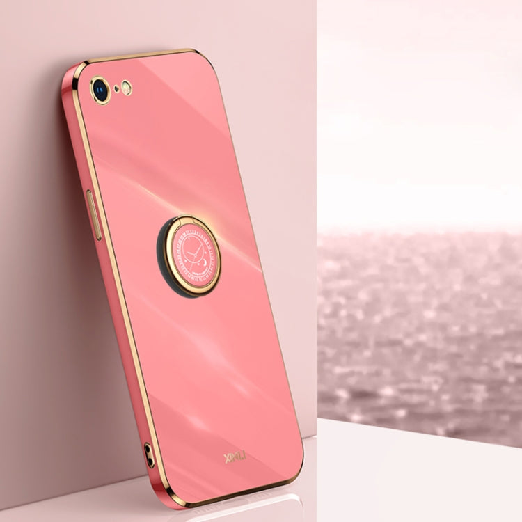 XINLI Straight Edge 6D Electroplate TPU Phone Case with Ring Holder, For iPhone 6 / 6s, For iPhone 6 Plus / 6s Plus, For iPhone 8 Plus / 7 Plus