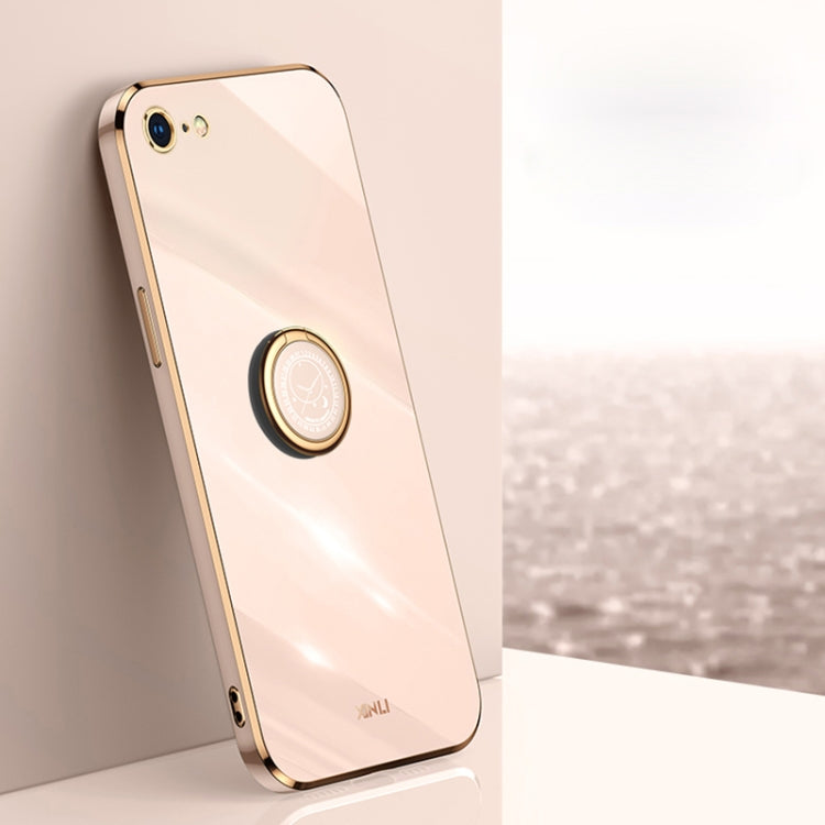 XINLI Straight Edge 6D Electroplate TPU Phone Case with Ring Holder, For iPhone 6 / 6s, For iPhone 6 Plus / 6s Plus, For iPhone 8 Plus / 7 Plus