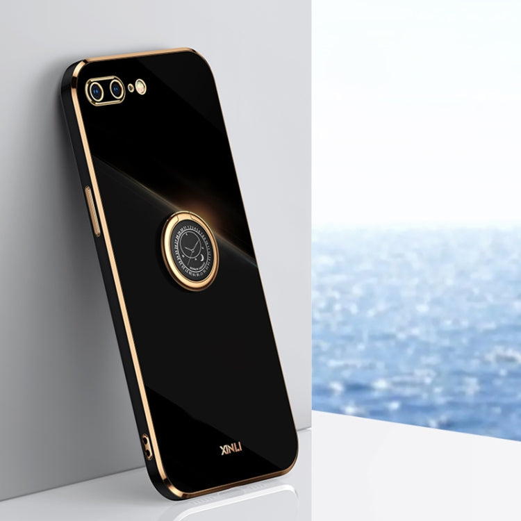 XINLI Straight Edge 6D Electroplate TPU Phone Case with Ring Holder, For iPhone 6 / 6s, For iPhone 6 Plus / 6s Plus, For iPhone 8 Plus / 7 Plus
