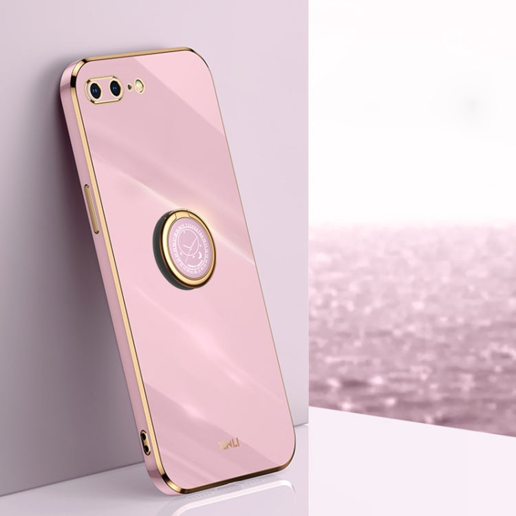 XINLI Straight Edge 6D Electroplate TPU Phone Case with Ring Holder, For iPhone 6 / 6s, For iPhone 6 Plus / 6s Plus, For iPhone 8 Plus / 7 Plus