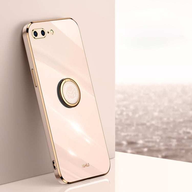 XINLI Straight Edge 6D Electroplate TPU Phone Case with Ring Holder, For iPhone 6 / 6s, For iPhone 6 Plus / 6s Plus, For iPhone 8 Plus / 7 Plus