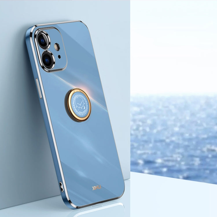XINLI Straight Edge 6D Electroplate TPU Phone Case with Ring Holder, For iPhone SE 2022 / SE 2020 / 8 / 7, For iPhone 11, For iPhone 11 Pro