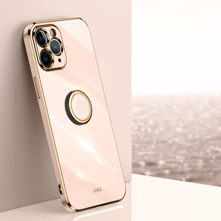 XINLI Straight Edge 6D Electroplate TPU Phone Case with Ring Holder, For iPhone SE 2022 / SE 2020 / 8 / 7, For iPhone 11, For iPhone 11 Pro