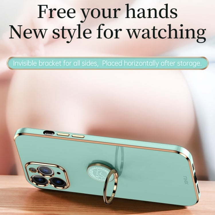 XINLI Straight Edge 6D Electroplate TPU Phone Case with Ring Holder, For iPhone 11 Pro Max, For iPhone 12, For iPhone 12 mini