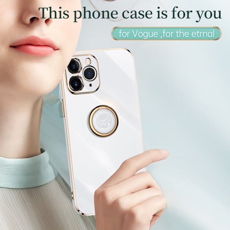 XINLI Straight Edge 6D Electroplate TPU Phone Case with Ring Holder, For iPhone 11 Pro Max, For iPhone 12, For iPhone 12 mini