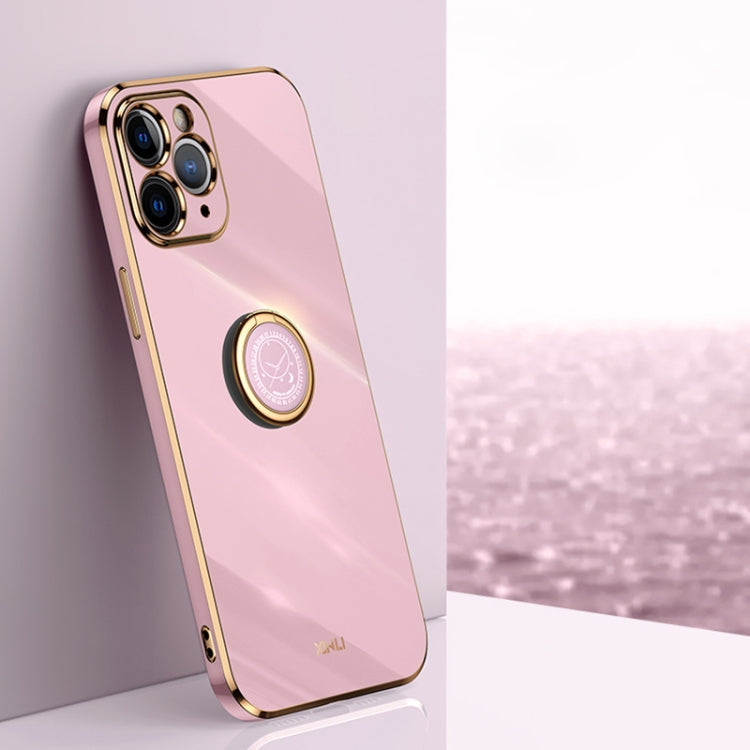 XINLI Straight Edge 6D Electroplate TPU Phone Case with Ring Holder, For iPhone 11 Pro Max, For iPhone 12, For iPhone 12 mini