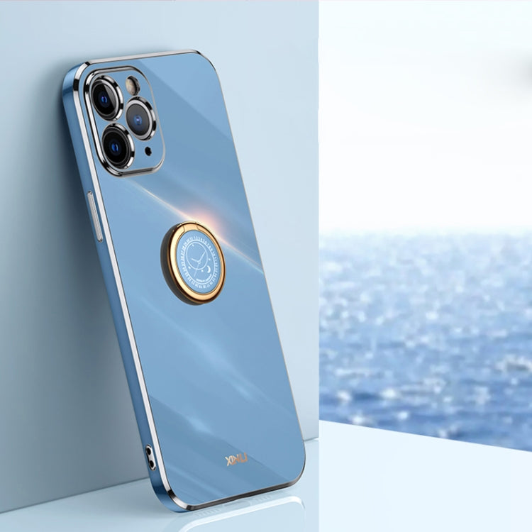 XINLI Straight Edge 6D Electroplate TPU Phone Case with Ring Holder, For iPhone 11 Pro Max, For iPhone 12, For iPhone 12 mini