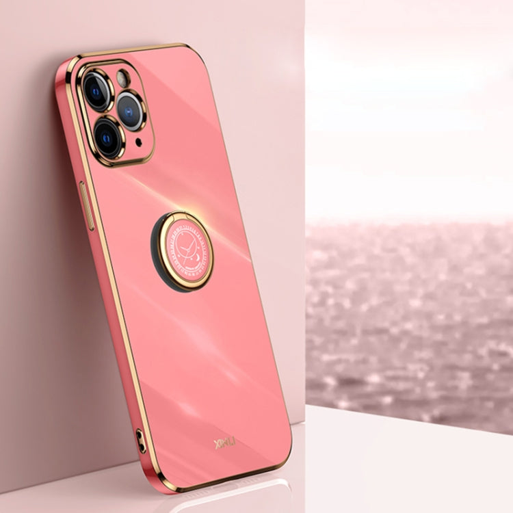 XINLI Straight Edge 6D Electroplate TPU Phone Case with Ring Holder, For iPhone 11 Pro Max, For iPhone 12, For iPhone 12 mini