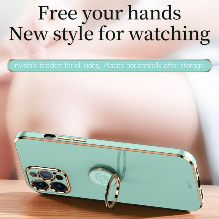 XINLI Straight Edge 6D Electroplate TPU Phone Case with Ring Holder, For iPhone 12 Pro, For iPhone 12 Pro Max, For iPhone X