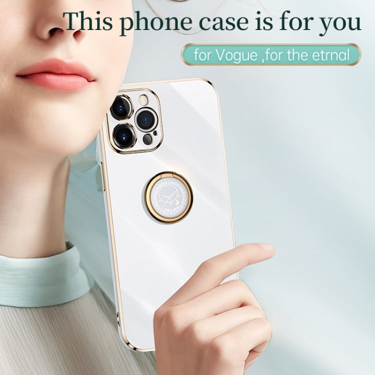 XINLI Straight Edge 6D Electroplate TPU Phone Case with Ring Holder, For iPhone 12 Pro, For iPhone 12 Pro Max, For iPhone X