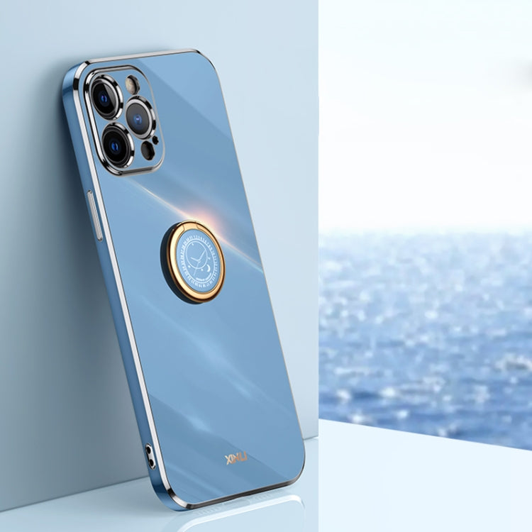 XINLI Straight Edge 6D Electroplate TPU Phone Case with Ring Holder, For iPhone 12 Pro, For iPhone 12 Pro Max, For iPhone X