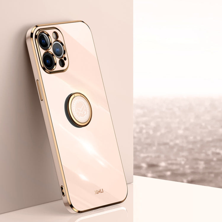 XINLI Straight Edge 6D Electroplate TPU Phone Case with Ring Holder, For iPhone 12 Pro, For iPhone 12 Pro Max, For iPhone X