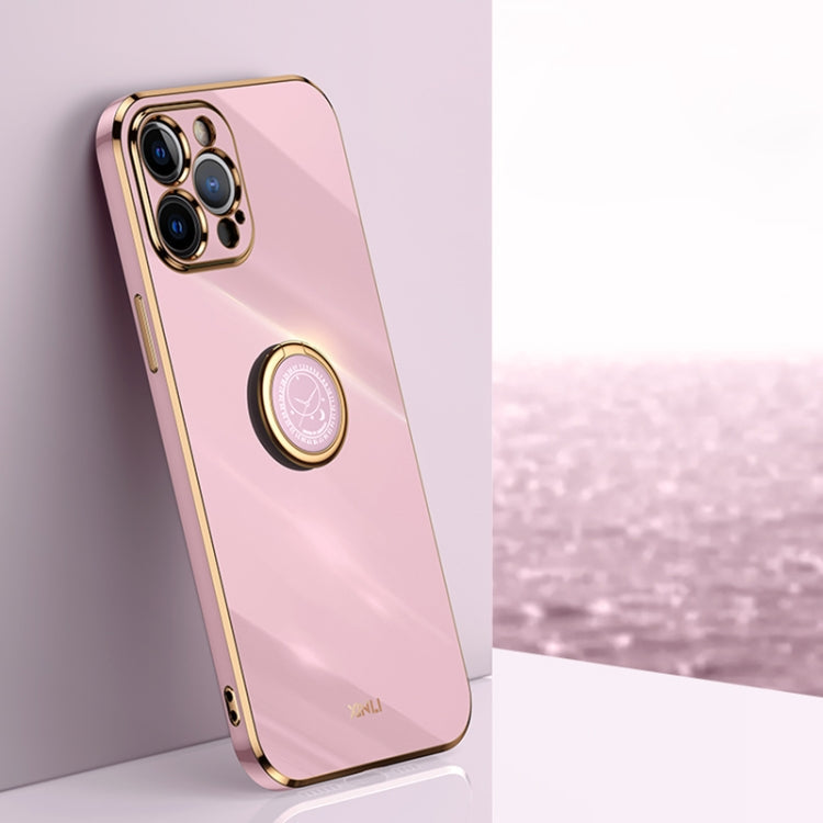 XINLI Straight Edge 6D Electroplate TPU Phone Case with Ring Holder, For iPhone 12 Pro, For iPhone 12 Pro Max, For iPhone X