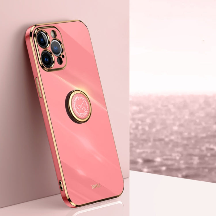XINLI Straight Edge 6D Electroplate TPU Phone Case with Ring Holder, For iPhone 12 Pro, For iPhone 12 Pro Max, For iPhone X