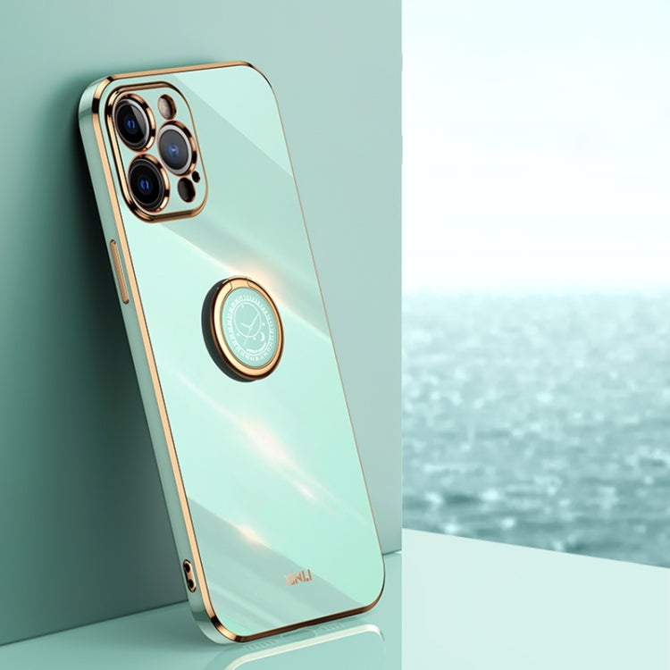 XINLI Straight Edge 6D Electroplate TPU Phone Case with Ring Holder, For iPhone 12 Pro, For iPhone 12 Pro Max, For iPhone X