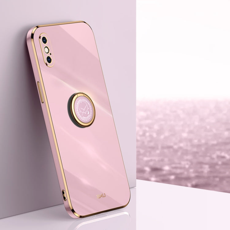 XINLI Straight Edge 6D Electroplate TPU Phone Case with Ring Holder, For iPhone 12 Pro, For iPhone 12 Pro Max, For iPhone X