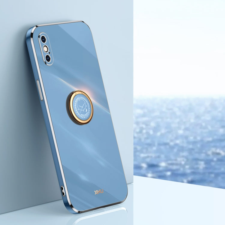 XINLI Straight Edge 6D Electroplate TPU Phone Case with Ring Holder, For iPhone 12 Pro, For iPhone 12 Pro Max, For iPhone X