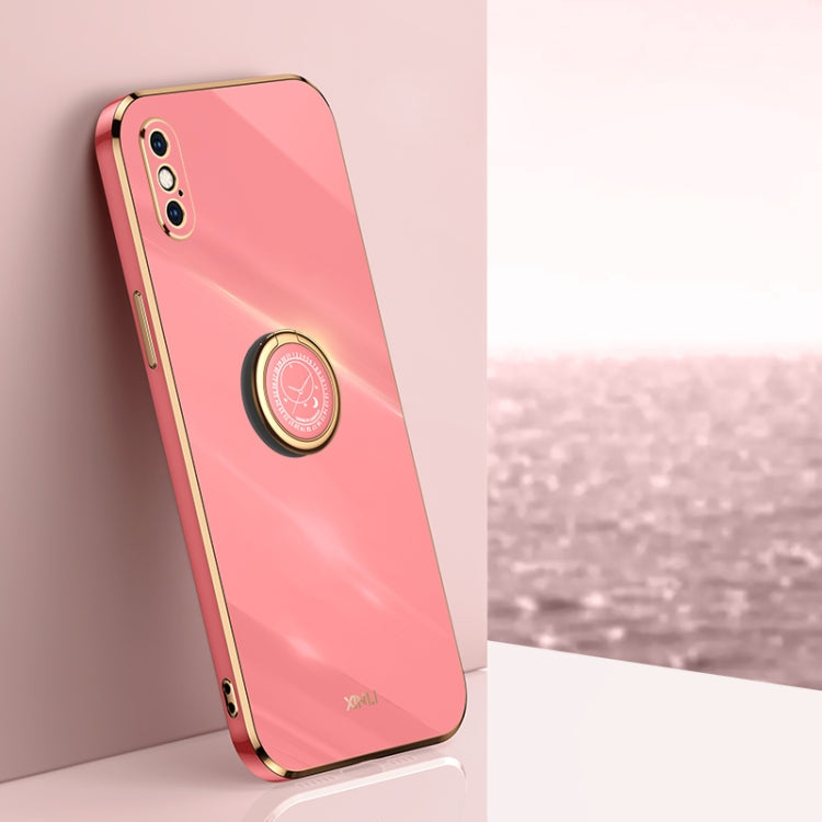 XINLI Straight Edge 6D Electroplate TPU Phone Case with Ring Holder, For iPhone 12 Pro, For iPhone 12 Pro Max, For iPhone X