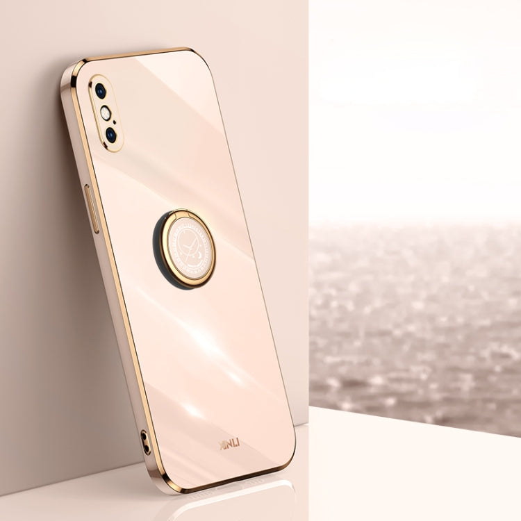 XINLI Straight Edge 6D Electroplate TPU Phone Case with Ring Holder, For iPhone 12 Pro, For iPhone 12 Pro Max, For iPhone X