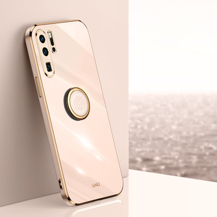 XINLI Straight Edge 6D Electroplate TPU Phone Case with Ring Holder, For Huawei P30, For Huawei P30 Pro, For Huawei P30 Lite